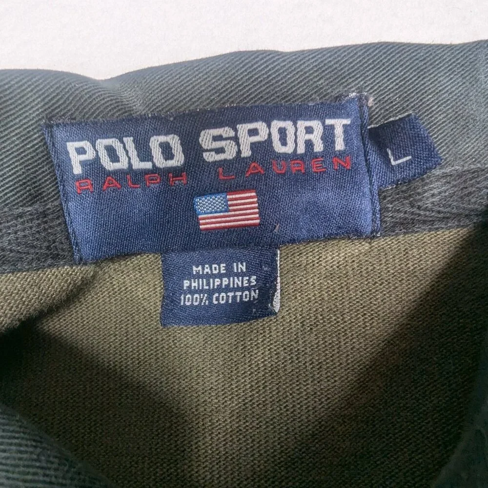 Rare Vintage Ralph Lauren Polo Sport Men's Shirt Gray Black Yellow Size Large L - Picture 7 of 8